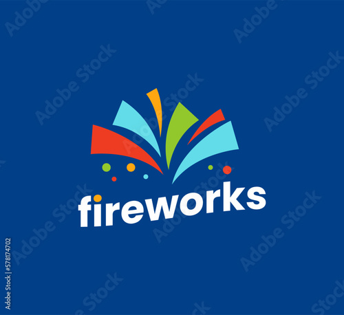 Firework Logo Design on a blue background