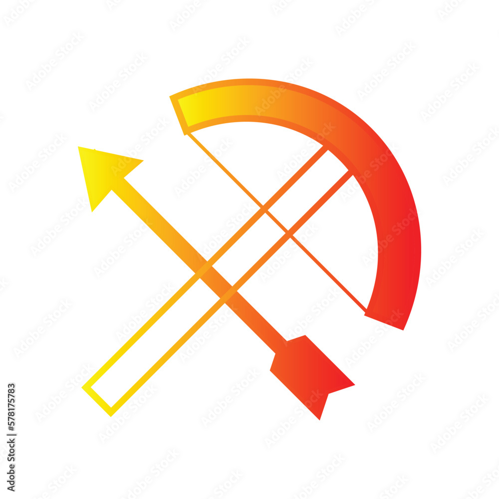 set of crossbow with arrow logo, icon, isolated on white background