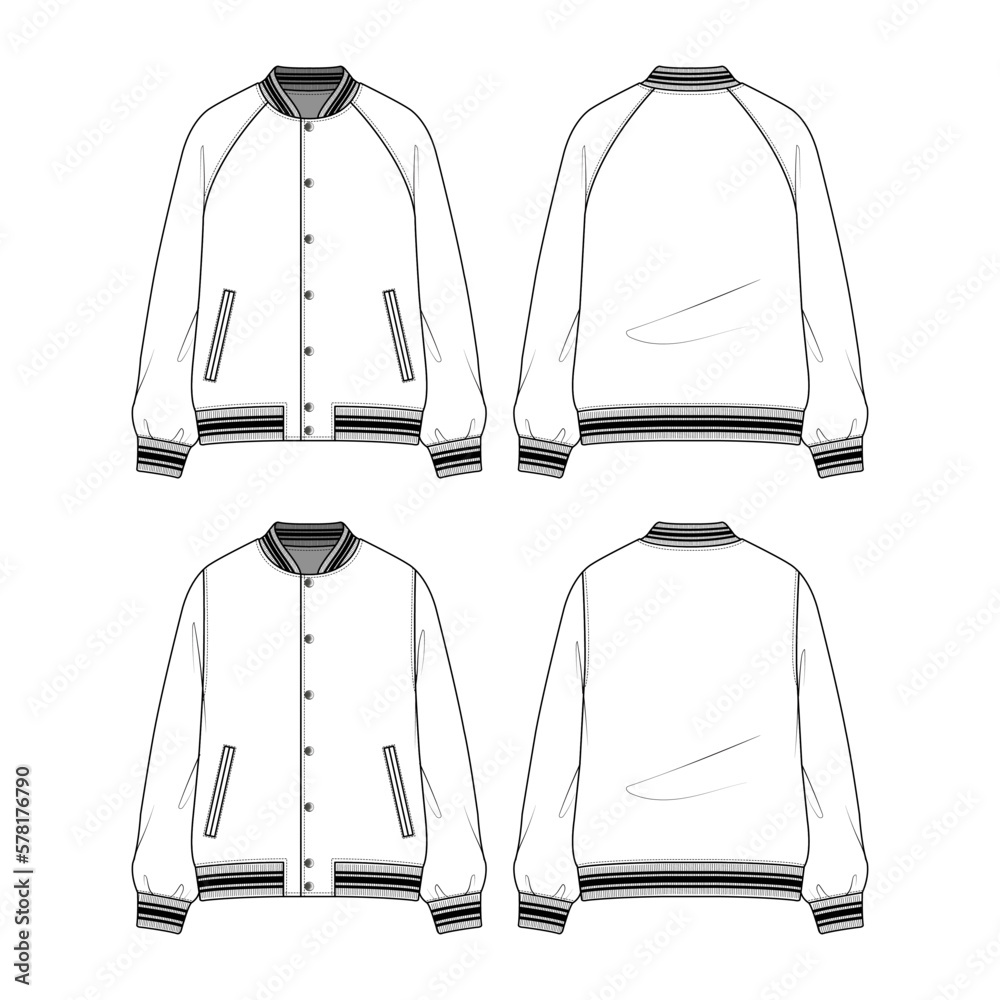 MI Men White Brand Logo Colourblocked Mandarin Collar Varsity Jacket