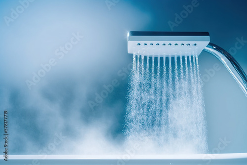 water flowing into the shower photo