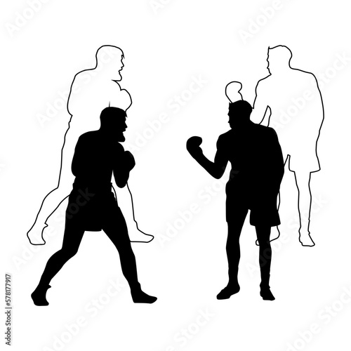 silhouette boxer player, both boxer fighter player