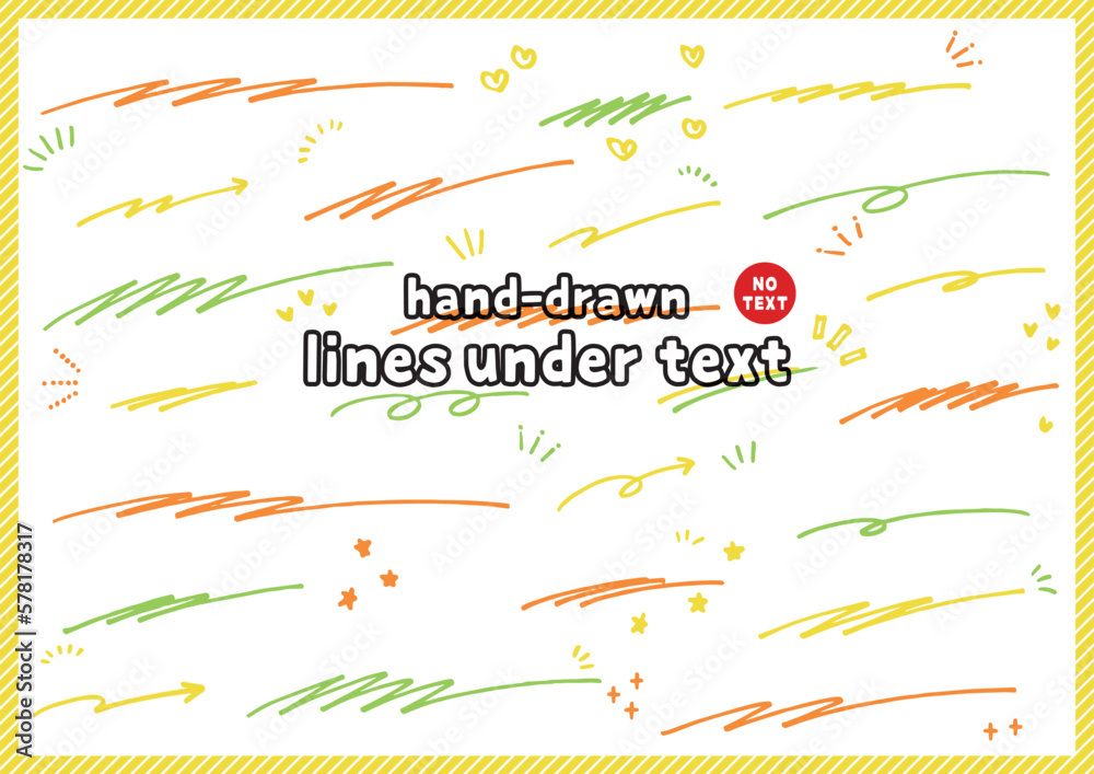 手書き　手描き　文字の下の線　アンダーラインセット　蛍光ペン