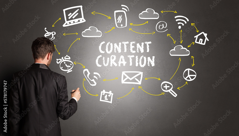 businessman drawing social media icons businessman drawing social media icons
