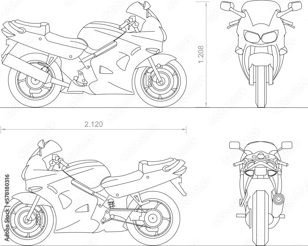 Vector sketch of big cc motorbike illustration for racer