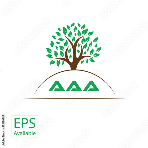 AAA letter tree shape logo. AAA brush art logo. AAA logo for commercial use.

