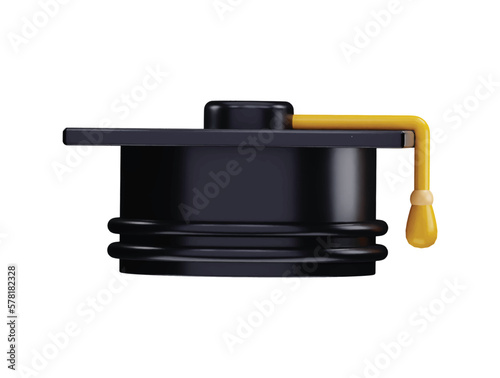 Graduates cap university student graduation hat icon 3d render