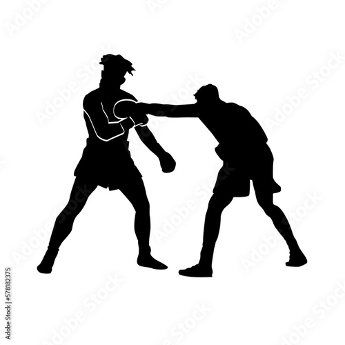 boxer player punch silhouette, punch entry silhouette, boxer logo
