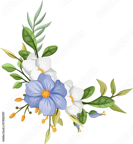 blue floral bouquet with watercolor