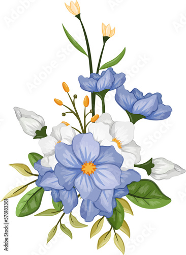 Fototapeta Naklejka Na Ścianę i Meble -  blue floral bouquet with watercolor
