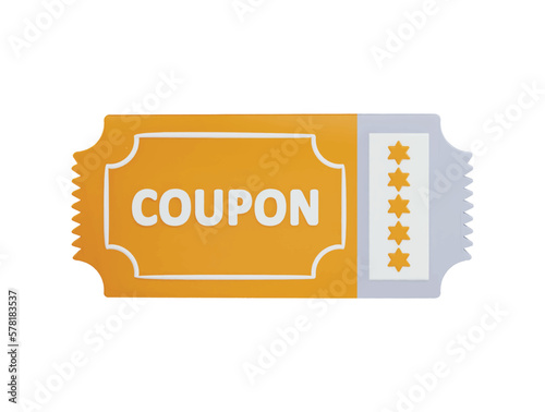 discount coupon with five stars icon 3d rendering vector illustration