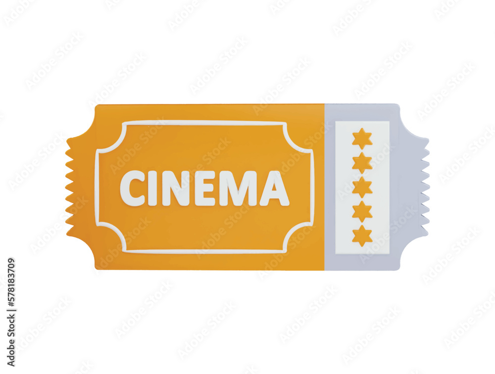 Cinema ticket with stars icon 3d rendering vector illustration Cinema ticket with stars icon 3d rendering vector illustration