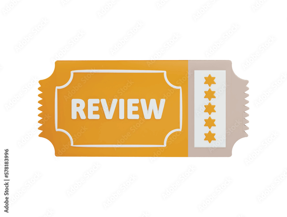 5 star review card icon 3d rendering vector illustration