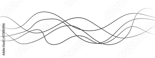 Foto Abstract wavy black curved line on transparent background.