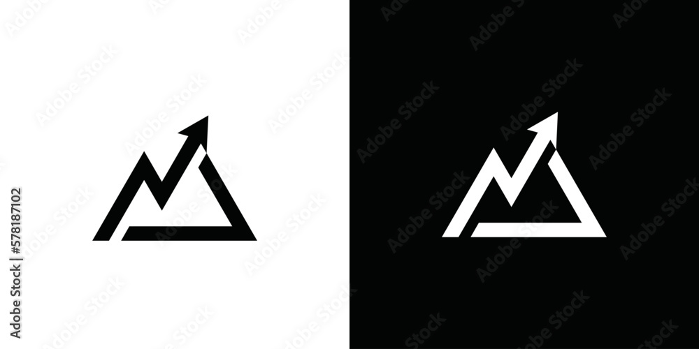 combination logo combining mountain shape, analytics, letter M arrow. icons for business, finance, travel and personal brands. combination logo combining mountain shape, analytics, letter M arrow. icons for business, finance, travel and personal brands.