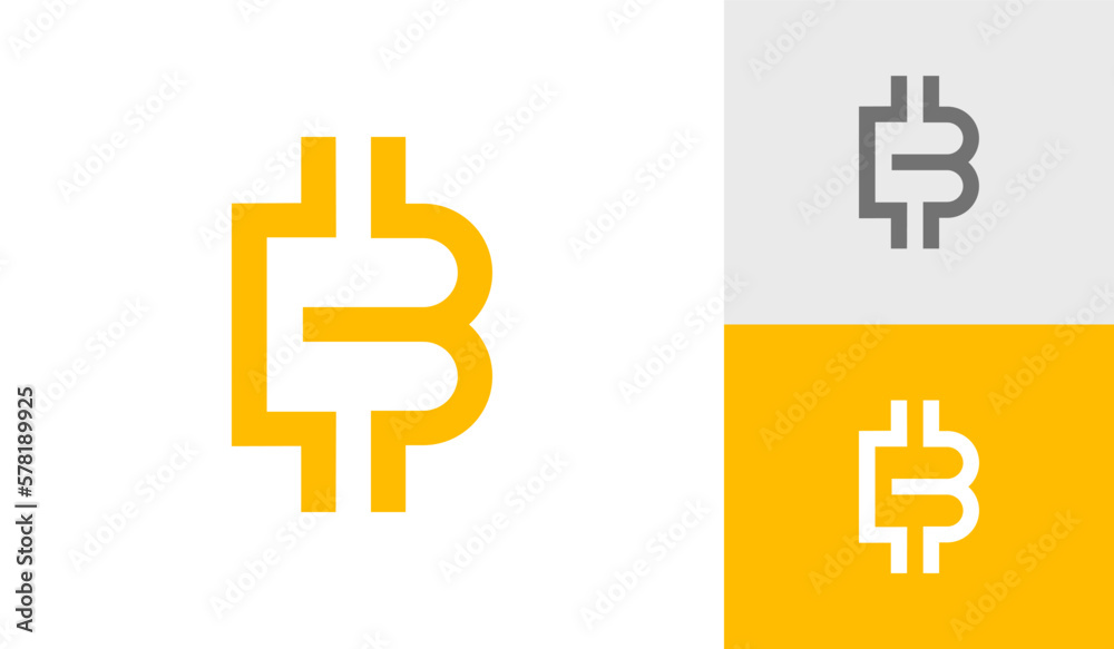 Letter B with currency symbol or bitcoin icon logo design vector Letter B with currency symbol or bitcoin icon logo design vector