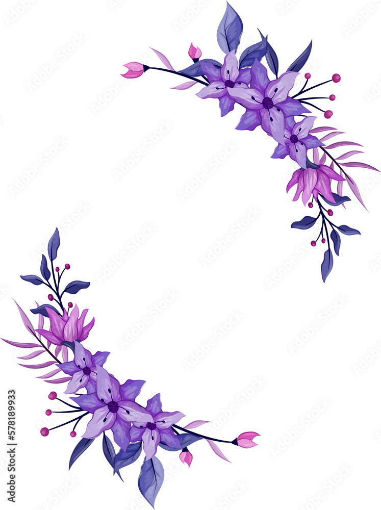 Purple floral bouquet with watercolor