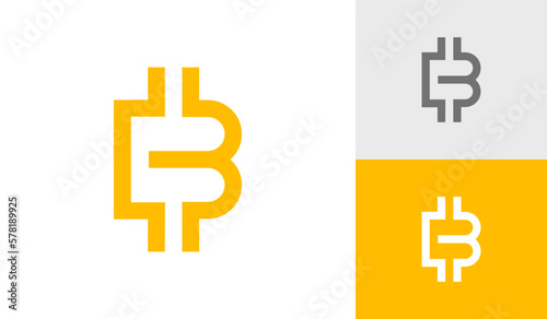 Letter B with currency symbol or bitcoin icon logo design vector
