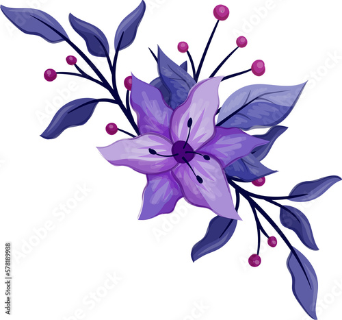 Purple floral bouquet with watercolor © niloka studio