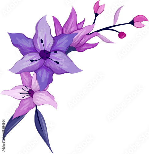 Purple floral bouquet with watercolor