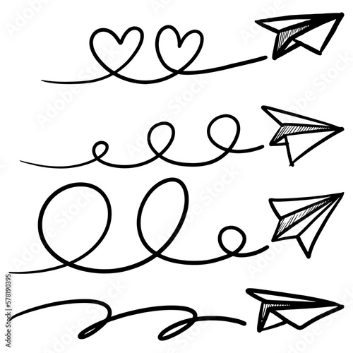 Doodle sketch style of paper plane icon vector illustration for concept design.
