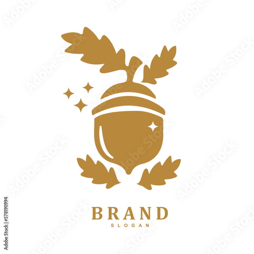 Vintage retro oak tree acorn logo design vector