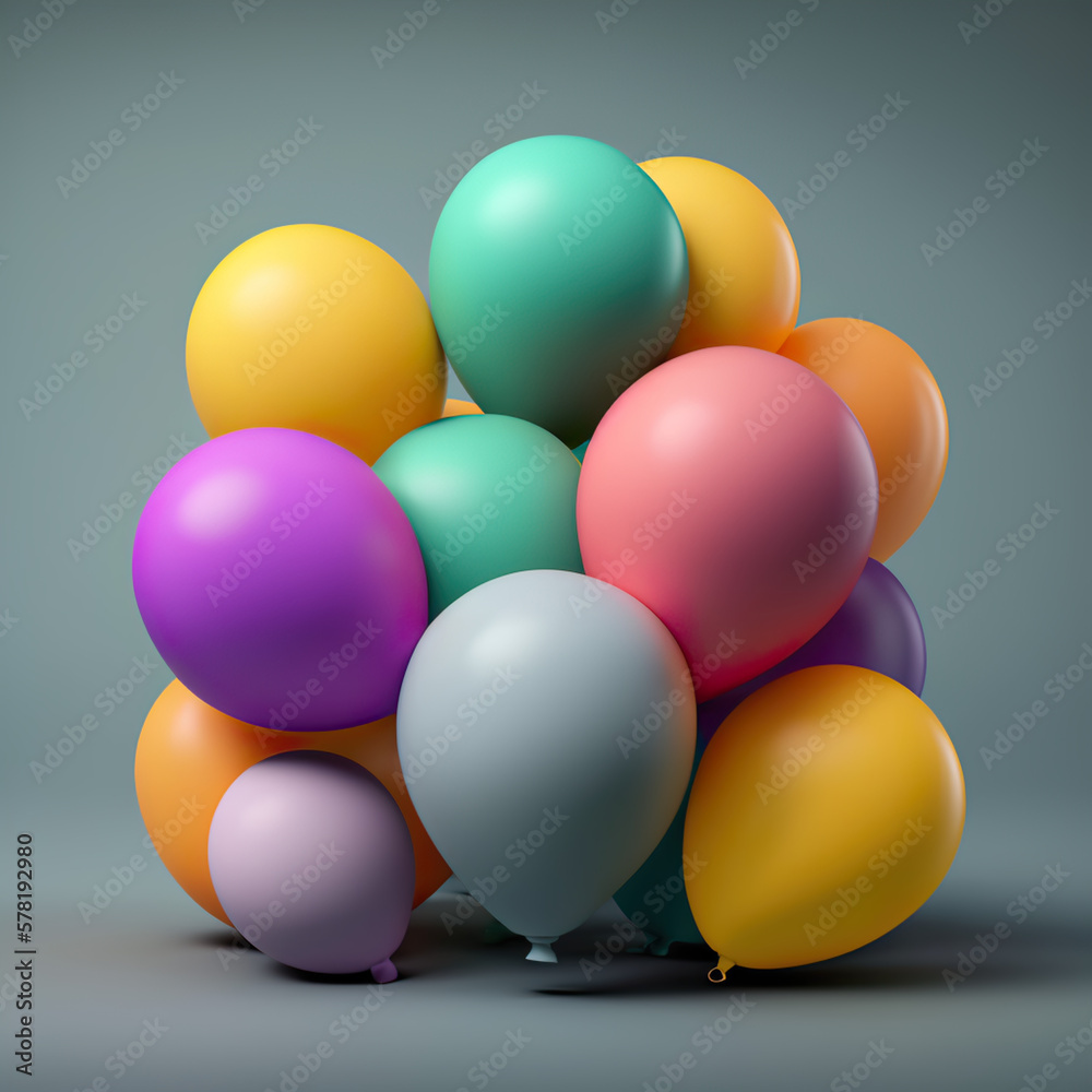 mult colored balloons isolated for object and retouch