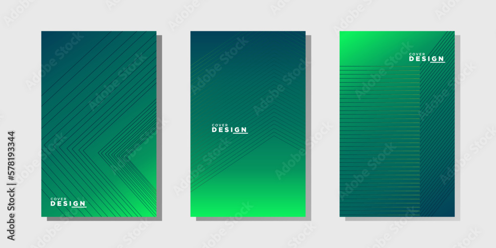 Naklejka premium Vector illustration of bright color abstract pattern background with line gradient texture for minimal dynamic cover design. Green poster template