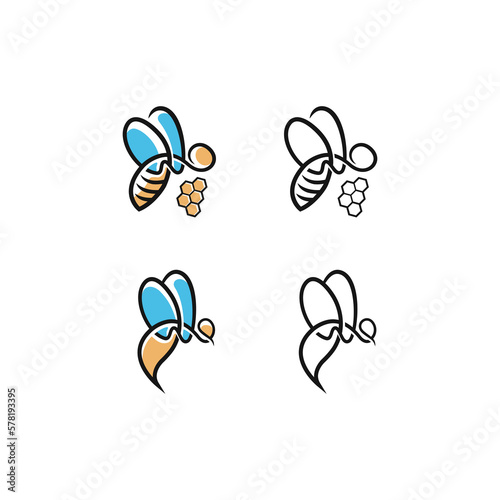 bee monoline logo design vector