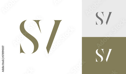 Letter SV or initial SV monogram logo design vector