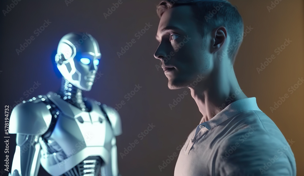 Robot ai artificial intelligence with technology security system and business industry concepts.machine learning.ai generated images Robot ai artificial intelligence with technology security system and business industry concepts.machine learning.ai generated images