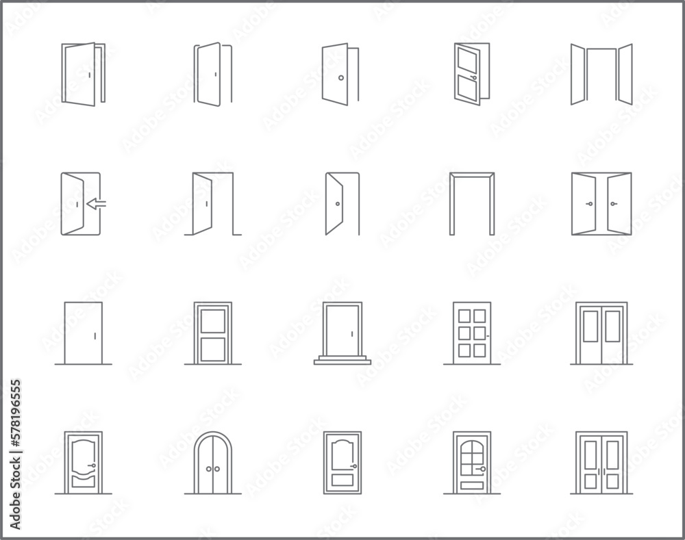 Simple Set of door Related Vector Line Icons. Vector collection of