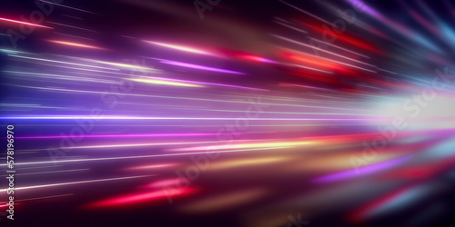 Blurred Motion - Neon Lights - Abstract Background - Generative AI