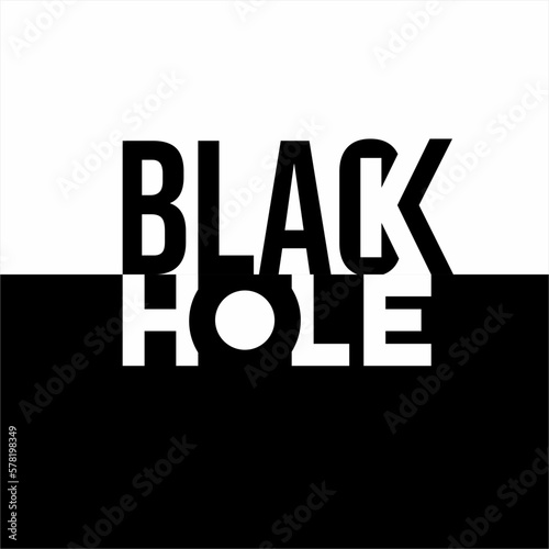 Black Hole word logo design with hole symbol on letter O in negative space.