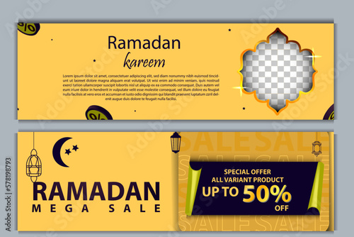 3d banner template mega sale Ramadan Kareem promotion 