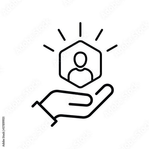 Fotografiet customer care icon with thin line hands
