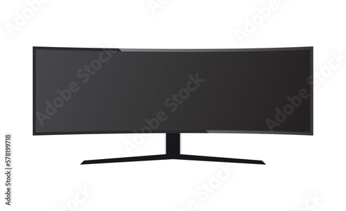 Ultra Curved TV 4K flat screen lcd or oled, plasma realistic, White blank HD monitor mockup, Modern video panel white flatscreen on isolated white background.