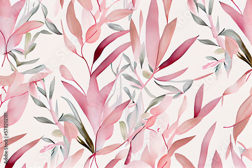 Botanical watercolor wallpaper pattern. generative ai