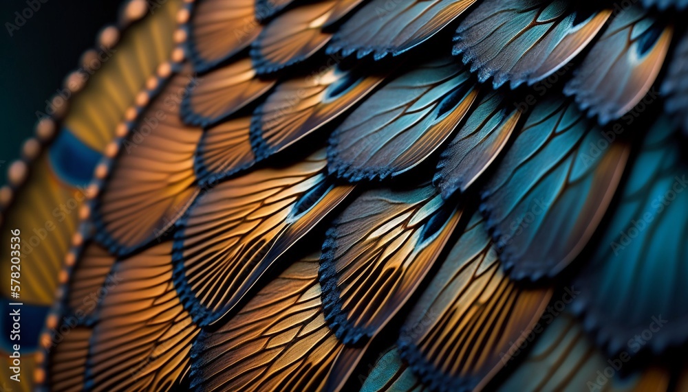 Obraz premium close up view of colorful butterfly wing scales background.
