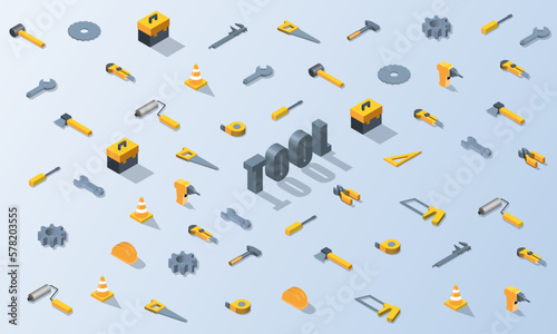 Mechanic tool isometric background vector design