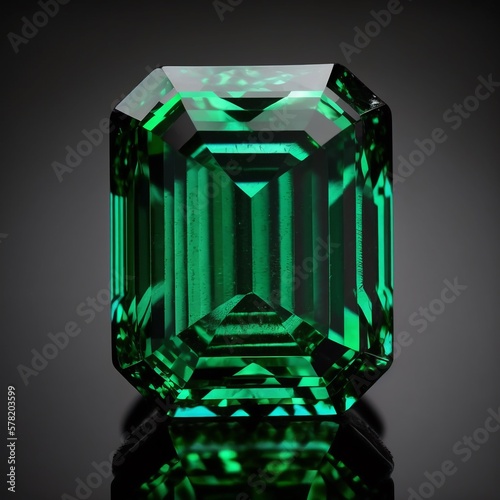 gorgeous green emerald gem isolated on black background