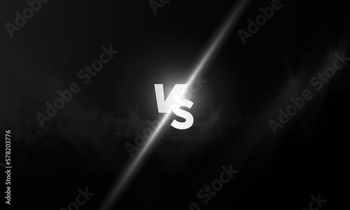 Football arena field with bright stadium lights vs letters for sports and fight competition vector design