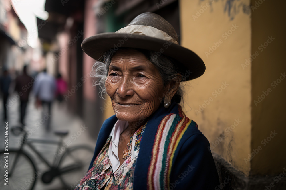 Peruvian cold woman in poverty. Indigenous woman. generate by ai Peruvian cold woman in poverty. Indigenous woman. generate by ai