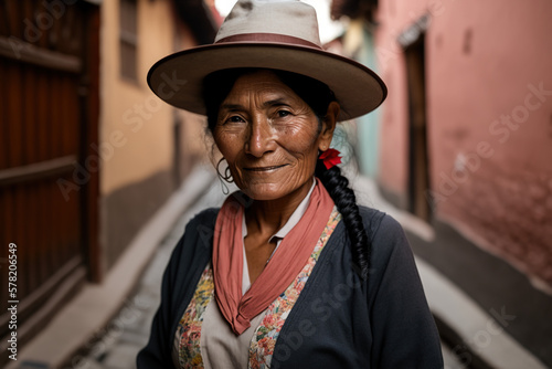 Peruvian cold woman in poverty. Indigenous woman. generate by ai © MoniStock