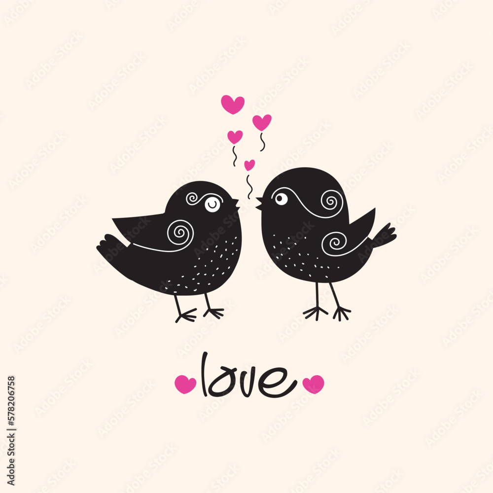 Obraz premium Love bird icon character vector illustration. Couple in love symbols valentines design element.