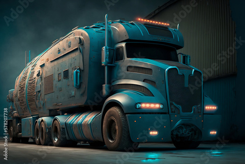 Wallpaper Mural Autonomous Future Trucks Generated by AI Torontodigital.ca