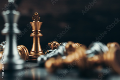 Print op canvas chess piece on chess board game for ideas, challenge, leadership, strategy, business, success or abstract concept
