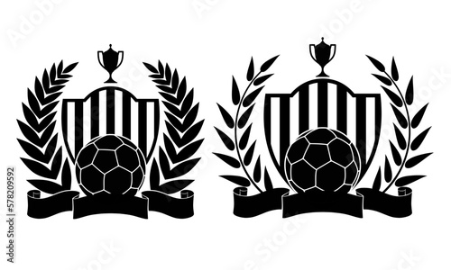 The wreath of the football team. Coat of arms with a ball