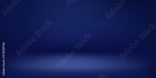 Abstract illuminated empty dark blue stage. Design template. 3d vector background