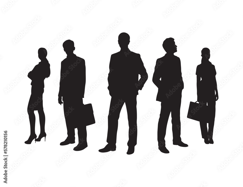 Business team standing together pose silhouette.