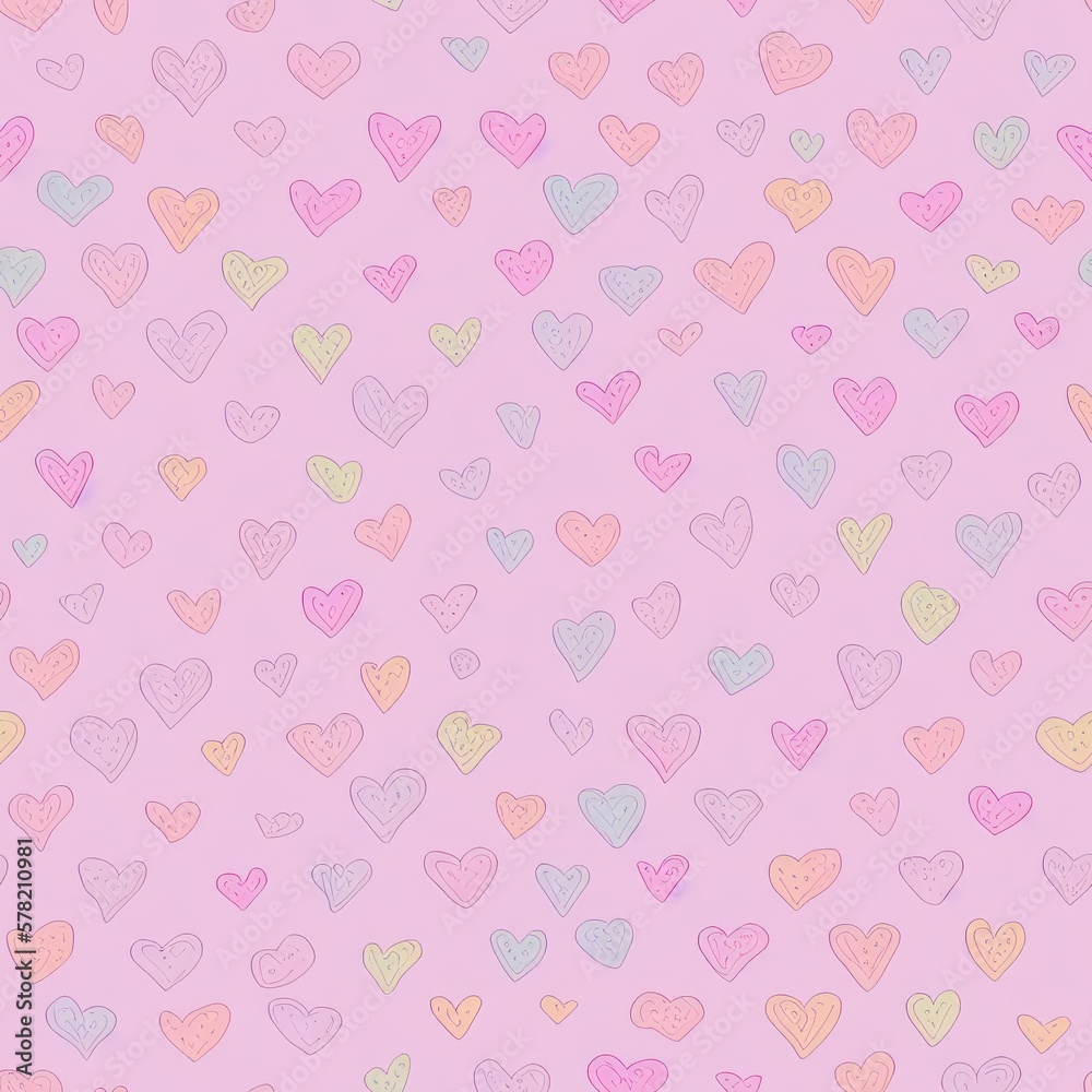 Seamless background with hearts, in pale colors, generative ai Seamless background with hearts, in pale colors, generative ai